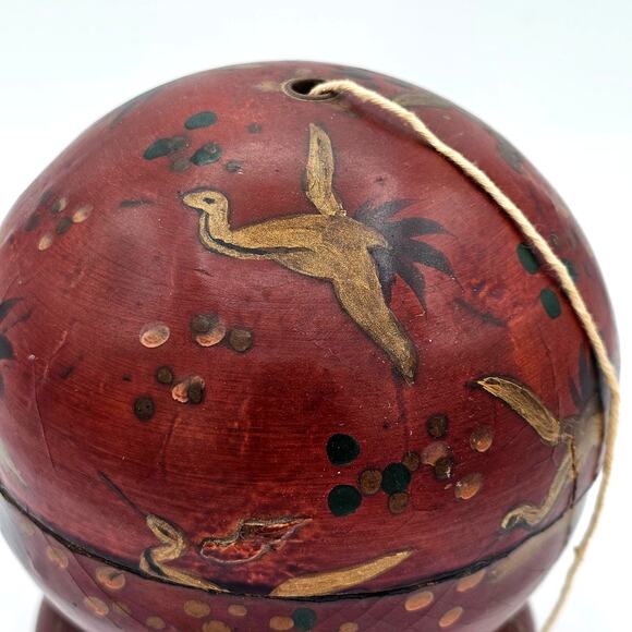 Vintage Japanese Crane String Holder Flying Birds - Hand Painted Round Dispenser - Picture 3 of 10